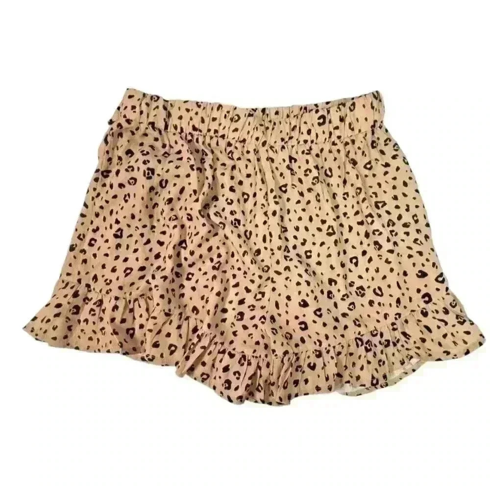 MOD On Trend Leopard Ruffle Shorts M Boho Summer Style - Picture 2 of 4